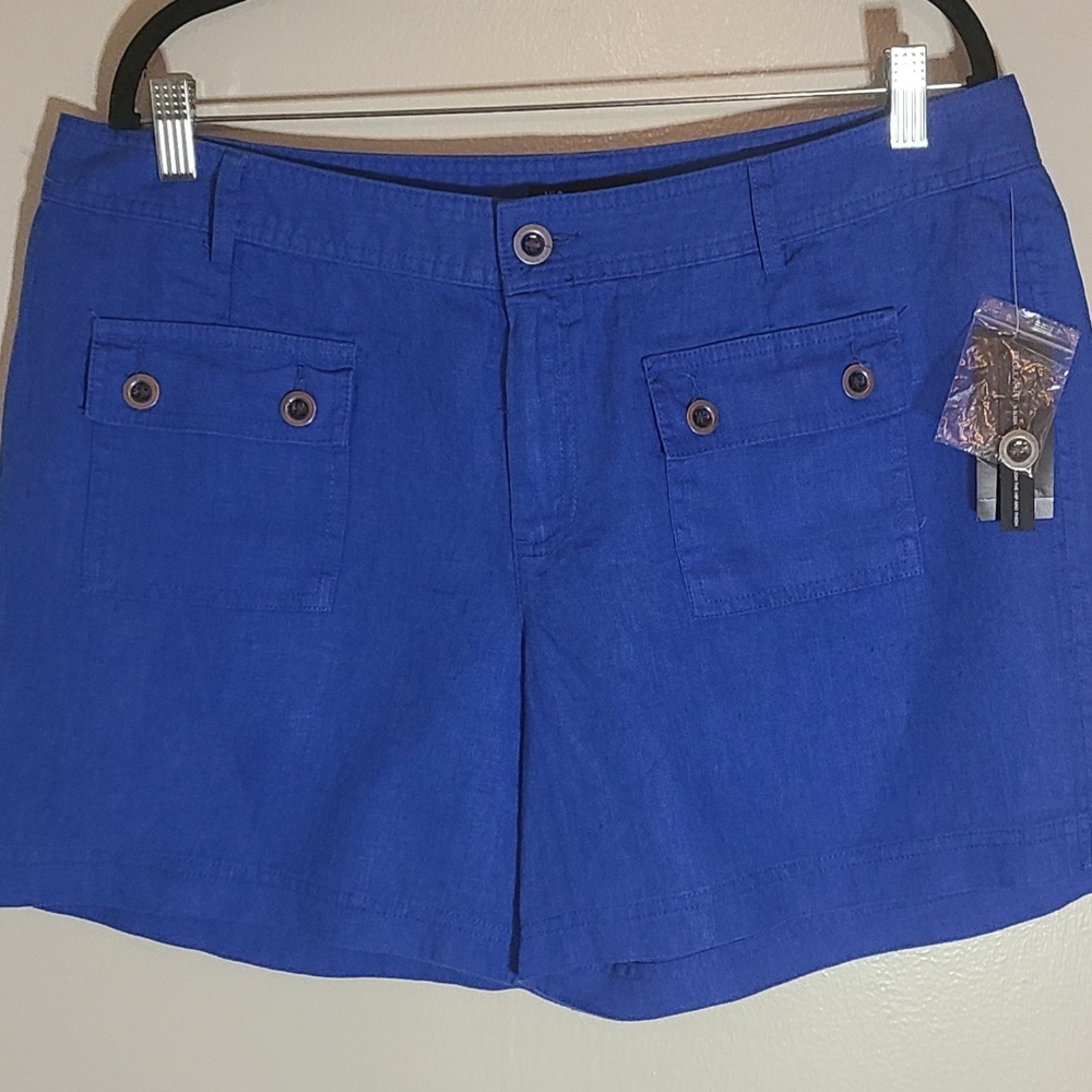 INC | Linen Shorts, Utility (Royal Blue) - 14, NWT